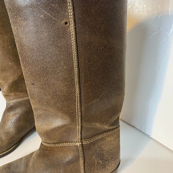 Markee Made in Italy Distressed Brown Leather Women's Knee-High Boots Size 7 - Picture 5 of 15
